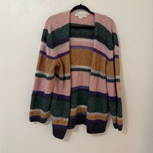 Veronica Beard Pink and Green Striped Cardigan